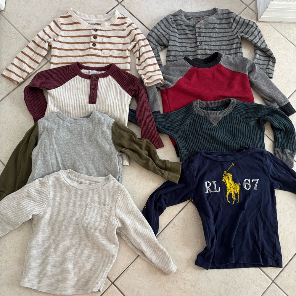 Polo by Ralph Lauren Navy Long-Sleeve Tee with Yellow Logo - Kids (8) 2T boys